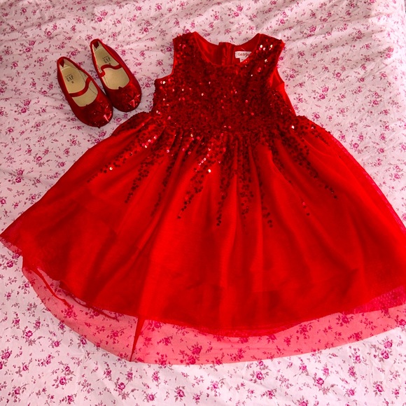 Cat & Jack 4-5 Toddler Girls Red Tutu Sequined Christmas Holiday Party Dress - Picture 1 of 4